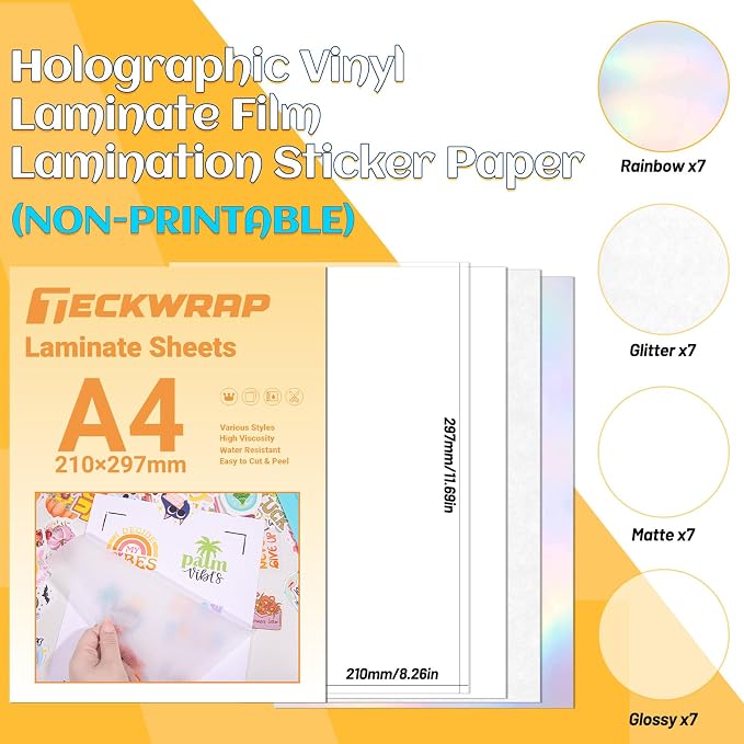 TECKWRAP Holographic Sticker Paper Clear Overlay Lamination Vinyl Laminate - Image 2