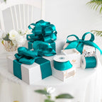 HUIHUANG Peacock Blue Wired Ribbon 1-1/2 inch Teal Satin Wire Ribbon - Image 4