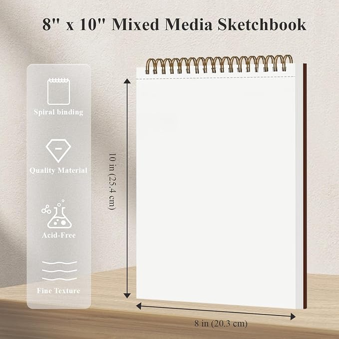 Mofuny Mixed Media Sketchbook 8x10, 50 Sheets - 110lb/180gsm Mixed Media Paper - Image 2