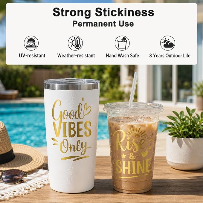 Sooez Permanent Vinyl -Gold Adhesive Vinyl Roll - Image 3