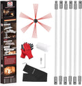20 Feet Chimney Sweep Kit, Chimney Cleaning Kit with 6 Flexible White Chimney Rods, Rotary Chimney Cleaning System Driven by Drill for Sweeping Fireplace, Chimney Cleaners with Strong Brush