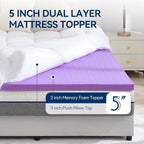 BDEUS Dual Layer 5 Inch Memory Foam Mattress Topper Full Size, 2 Inch Gel - Image 2