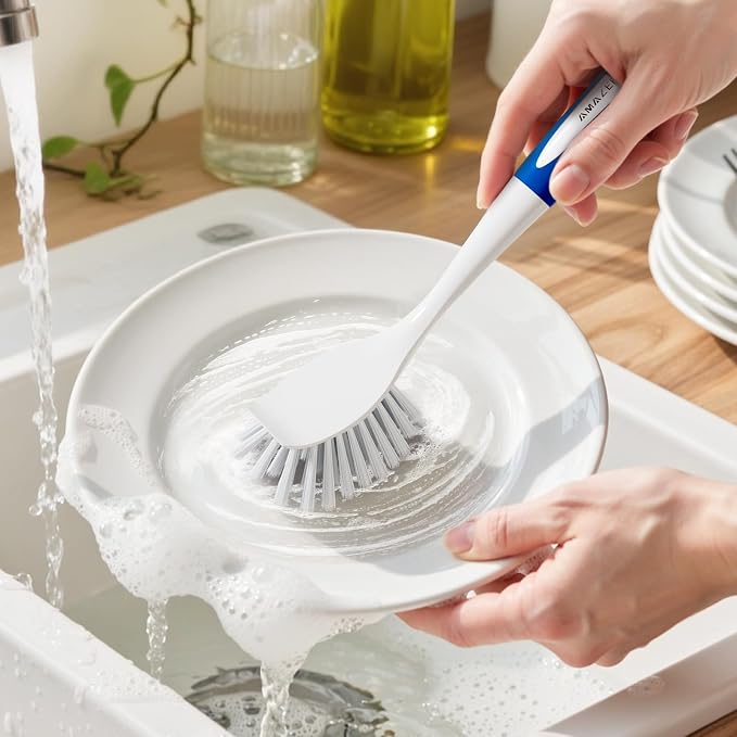 Amazer 4 Pack Dish Brush with Handle, Kitchen Scrub Brushes - Image 9