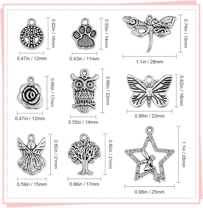 JIALEEY 200 PCS Wholesale Bulk Lots Jewelry Making Charms Mixed Smooth Tibetan - Image 2