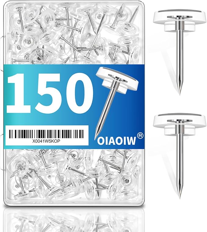 150 PCS Clear Push Pins Tacks Count in Reusable Box by OIAOIW