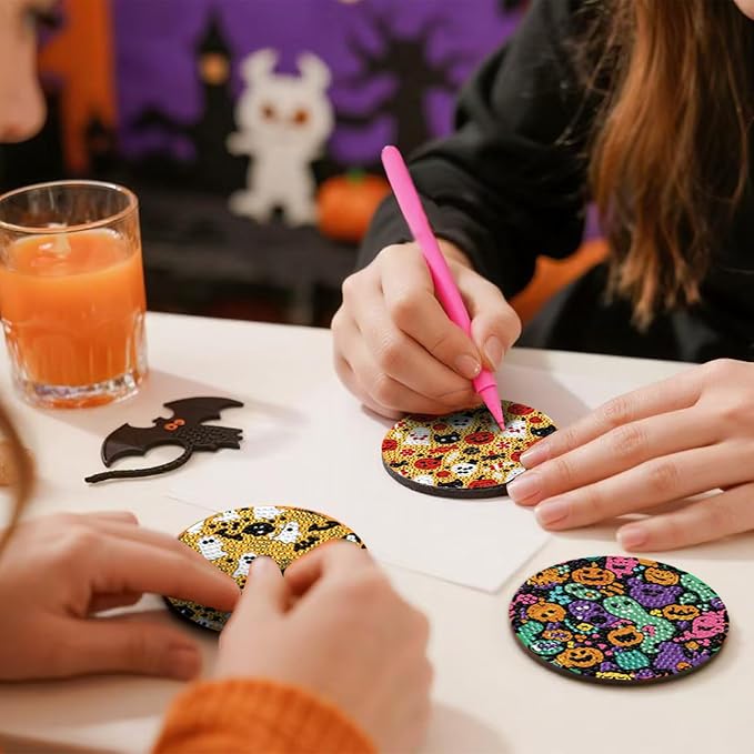 EWJRNSF 8 PCS Cute Ghost Diamond Art Coasters Kit - Image 4