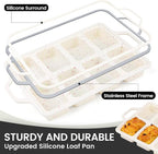 Vinino 2 Pack Mini Silicone Loaf Pans, 8-Cavity Metal Reinforced Frame Pans | - Image 2