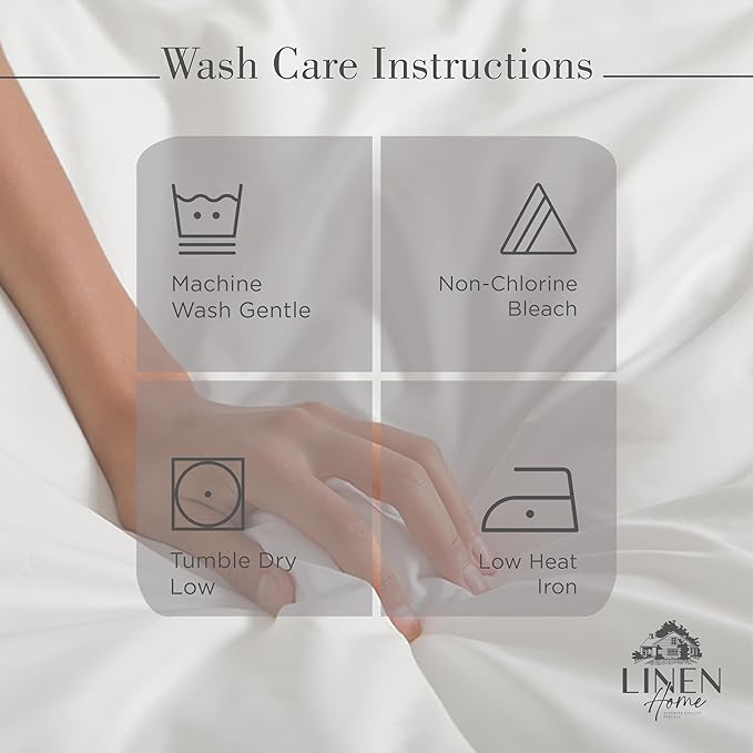 Linen Home 100% Cotton Percale Sheets Queen Size, Deep Pocket, 4 Pieces Set - Image 5