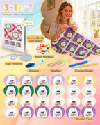 Coopay Blanket Crochet Kit for Beginners, All-in-One Granny Square Blanket Kit - Image 6