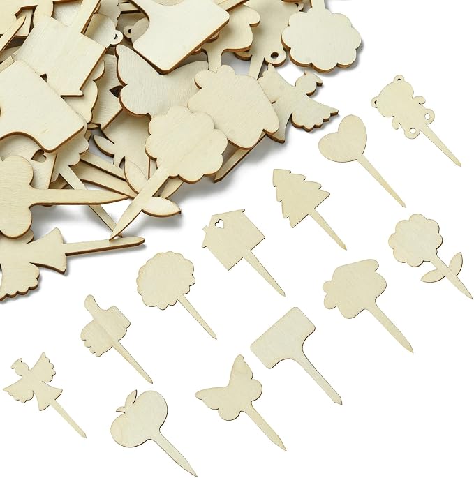 60 pcs 12 Styles Forest Theme Unfinished Wood Cutout Charms Butterfly Heart - Image 8