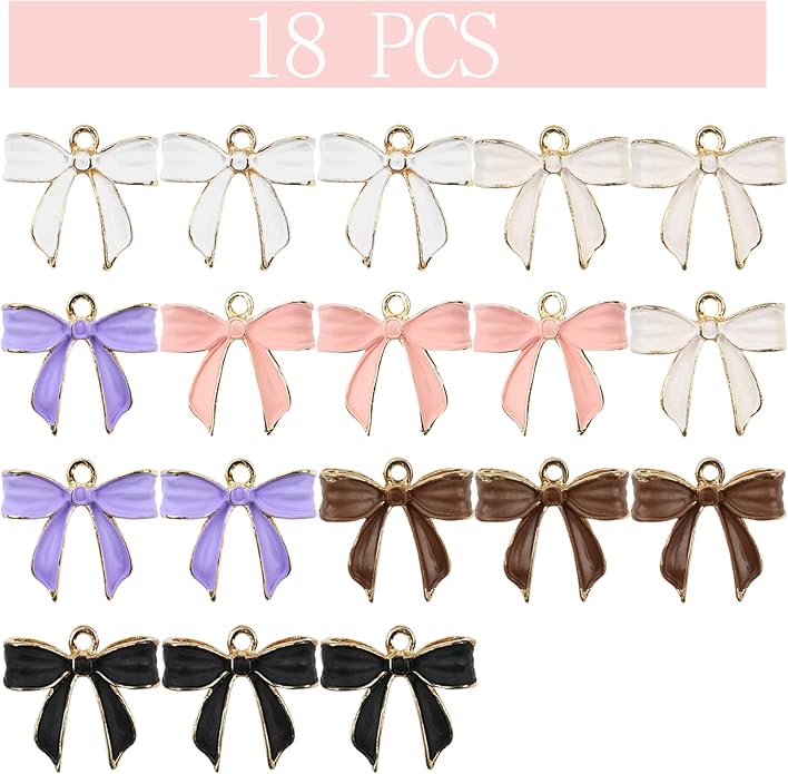 Bow Charms for Bracelet Jewelry Making Cute Bracelet Charms | 18Pcs, Bow Charms - Image 2