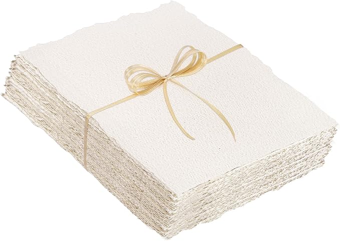 50 Sheets Watercolor Paper 6 x 8inch, 300 GSM Deckled Edge Paper Rough/Textured by Prudiut