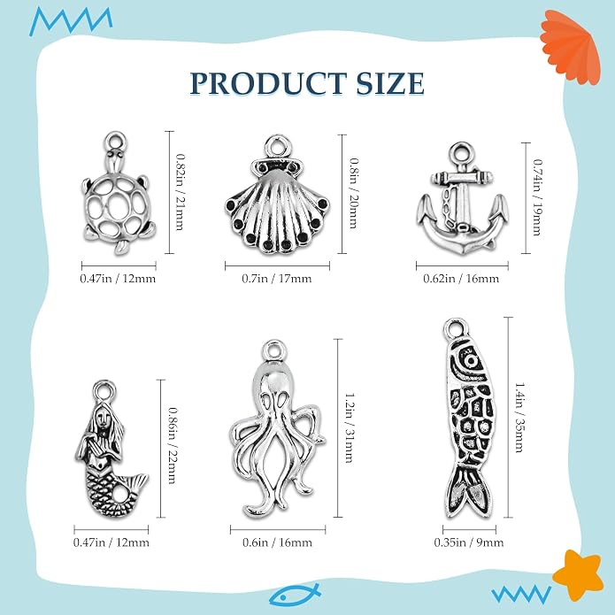 JIALEEY Wholesale 100 Pieces Mix Antique Silver Charm Pendant Collection DIY - Image 2