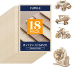 Basswood Sheets 1/16, 18 Pack 8x12 Inch Basswood by FUMILE