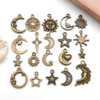 WOCRAFT 60pcs Antique Bronze Sun Moon Star Bracelet Charms - Image 5