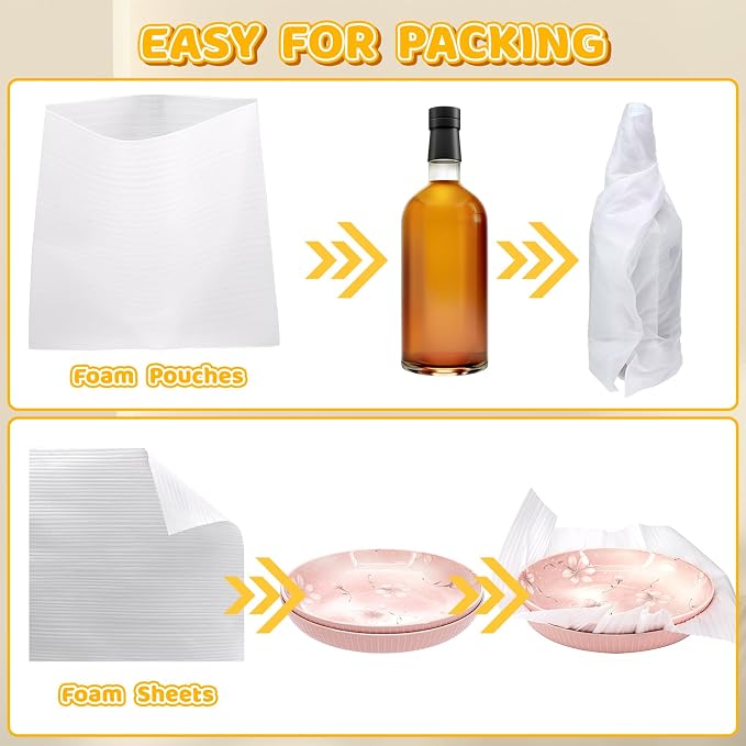 302 Pcs Packing Moving Foam Pouches & Sheets, 5 Sizes Cushion Foam Wrap Pouches - Image 4