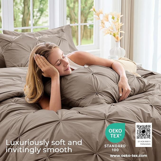 Sasttie Twin Comforter Set, 5-Piece Bed in a Bag, Pintuck Bedding Sets - Image 3