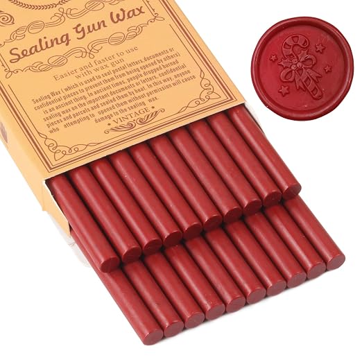 Vintage Red Sealing Wax Sticks, WASOHLING 20Pcs Glue Gun Wax Seal Sticks by WASOHLING