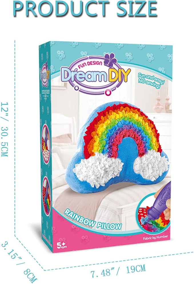DBlosp Plush Craft Rainbow Pillow, Fabric by Number Art & Crafts, No Sewing - Image 6