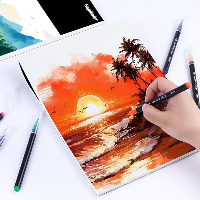 Watercolor Paper Pad, 140lb/300gsm Artist Painting Drawing Paper Book, Art - Image 6