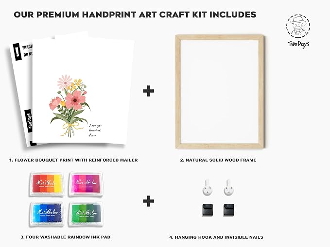 TwoDays Flower Bouquet Handprint Art Craft DIY Kit, Unique Gifts - Image 2