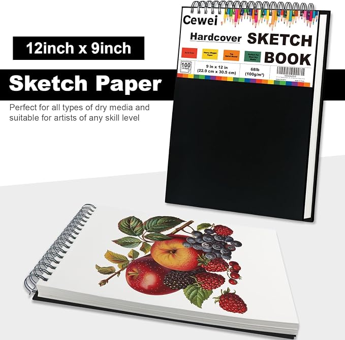 Sketch Book 8.5" x 11", 100 Sheets Hardcover Sketchbook, 68 lb /100 GSM Drawing - Image 6