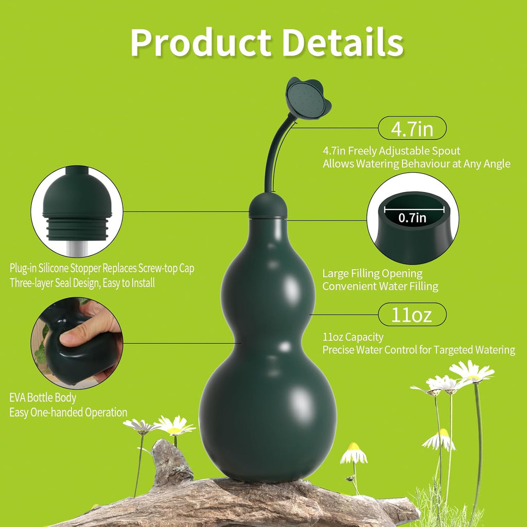 Squeeze Bottles for Plants, 11oz Small Watering Can for Succulent, Muti-Function Squirt Bottle for Seedling Watering, Wash, Tattoo, Dark Green