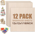 12 Pack Basswood Sheets 1/16"x12"x12", Balsa Wood Sheet by VKIZA