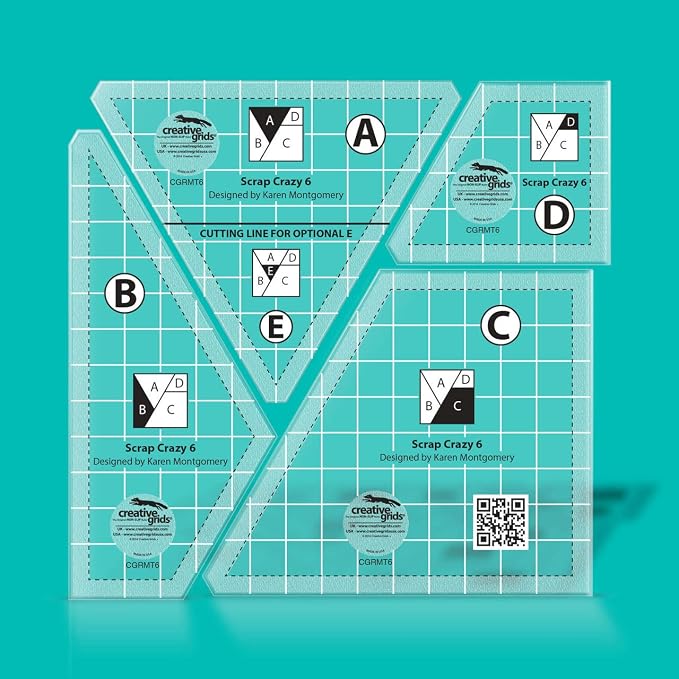Creative Grids Scrap Crazy 6 Template Set Quilt Ruler – CGRMT6 – Made in USA - Image 3