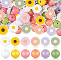 Tradder 200 Pieces Daisy and Sunflower Wood Beads Set 16 mm 20 mm Colorful by Tradder