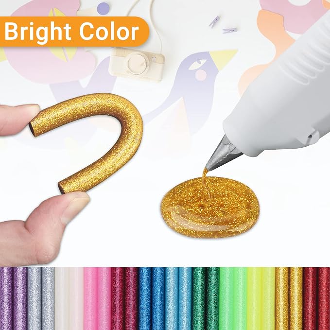Manarty Glitter Color Hot Glue Sticks, Craft Adhesive Waxing Sticks Bulk - Image 3