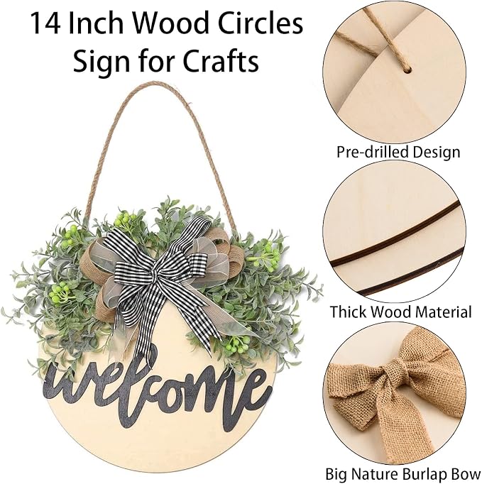 6 Pcs 14 Inch Wood Circles for Crafts Unfinished Wooden Slice Blank Round - Image 5