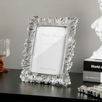 Cuspin 5x7 Picture Frame Silver Frames, Vintage Elegant Palm Leaves Textured - Image 3