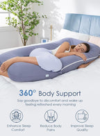 QUEEN ROSE Pregnancy Pillows, 60 Inch Cooling U Shaped Body Pillow - Image 3