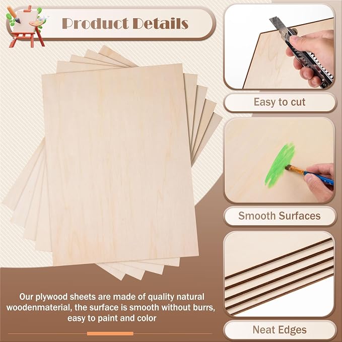 MoDooris 24 Pcs Basswood Sheets - Image 3