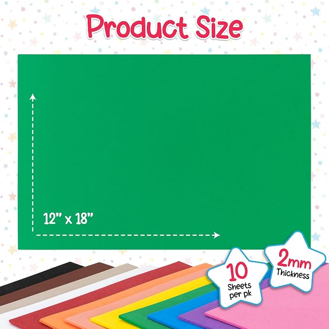 Hygloss Products Sheets for Crafts Colorful Foam for DIY Arts & Craft, 10 Piece - Image 3