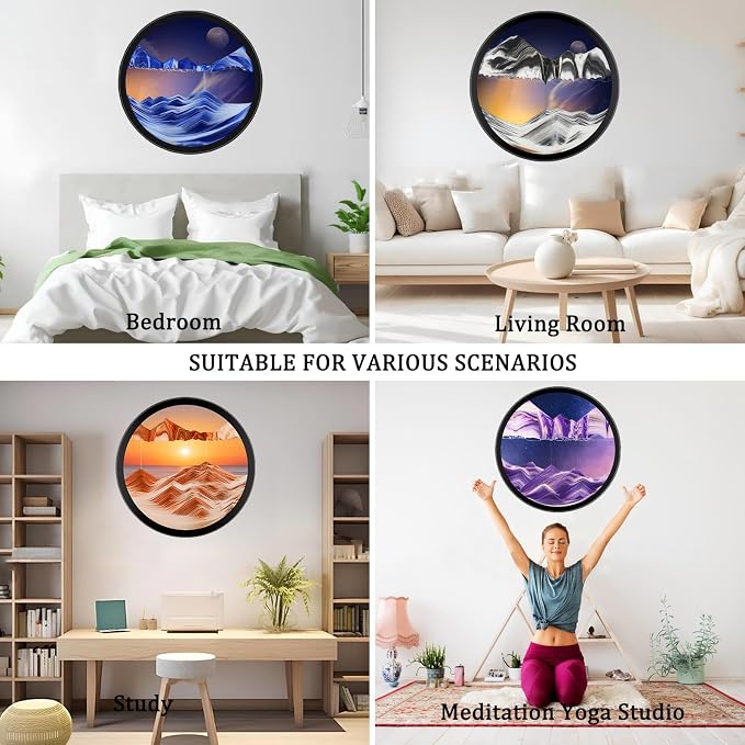 TNSLGHS Moving Sand Art, Wall Mounted Sand Art Liquid Motion, 360°Rotate Moving - Image 5