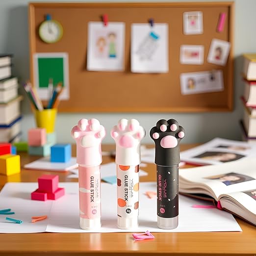 3Pcs Random Color Cat Claw Cute Glue Stick Kawaii Stationery Binding Tool - Image 8