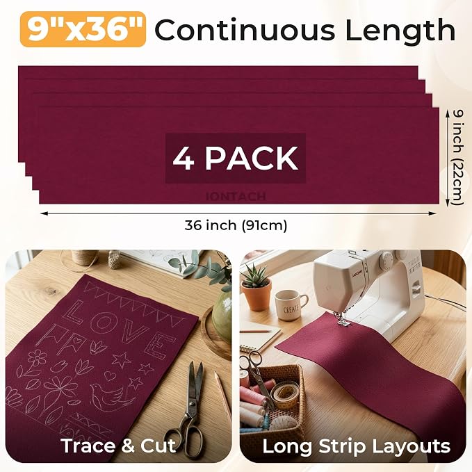 IONTACH 9" X 36" Soft Felt Sheets 1.6mm Thick | Acrylic Felt Fabric - Image 2