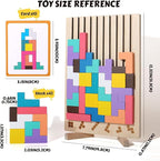 Wooden Colored 3D Russian Block Puzzle Jigsaw Stacking Montessori Toys - Image 5