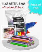 200 Pack Color Hot Glue Sticks. Variety Colored Glue Gun Stick. Hot Melt - Image 2