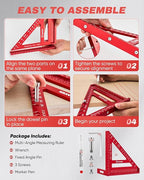 Saker 8.5Inch 3D Multi-Angle Measuring Square Ruler, Aluminum Alloy Carpenter - Image 9