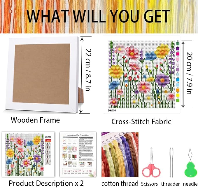 Wildflowers Cross Stitch Kits for Beginner, Flowers Stamped Cross Stitch Kits - Image 3