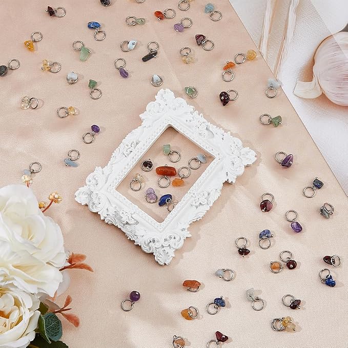 SUPERFINDINGS 84Pcs 7 Colors Natural Stone Pendants Mixed Gemstone Charms - Image 5