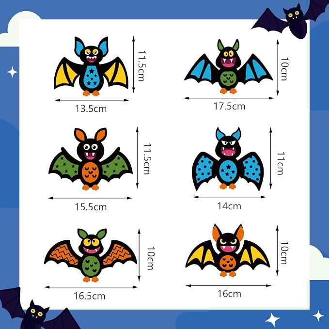 Fennoral 12 Pack Bat Crafts for Kids Bat Crafts Kits Make You Own Bat Foam - Image 6