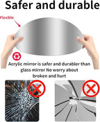 12'' Round Wall Mirror Tiles Self Adhesive Circle Mirror - Image 9