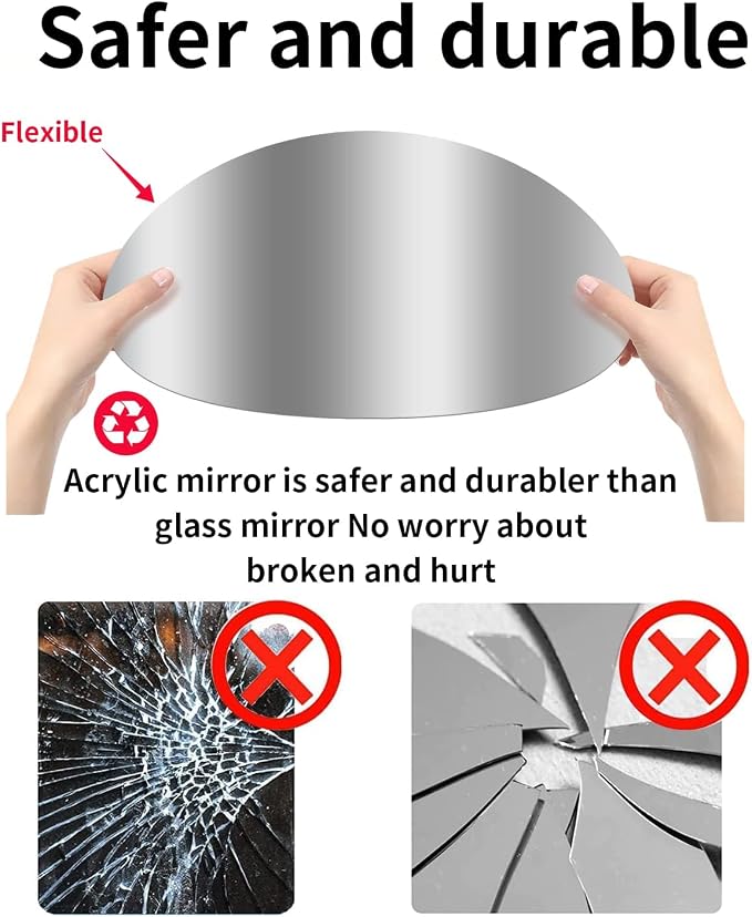 12'' Round Wall Mirror Tiles Self Adhesive Circle Mirror - Image 9