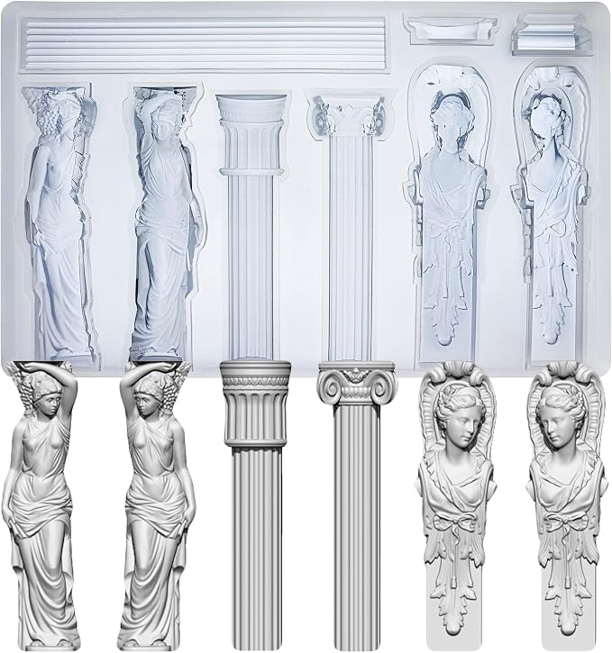 Art Mold for Polyclay Air Dry Clay Plaster, Decorative Column and Sculpture by FUNSHOWCASE