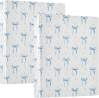 Blue Bow Round Ring Binders 1.5 Inch Ribbon Bow Knot 3 Ring Clipboard Binder by Wamika