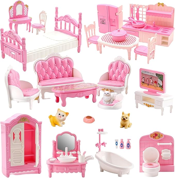 36Pcs Dollhouse Furniture Sets, Miniature 1:12 Scale Doll House Accessories and by Unknown